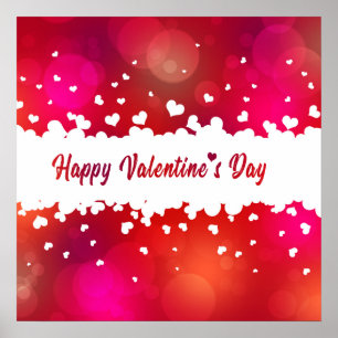 Póster Encantadores corazones felices del Día de San Vale