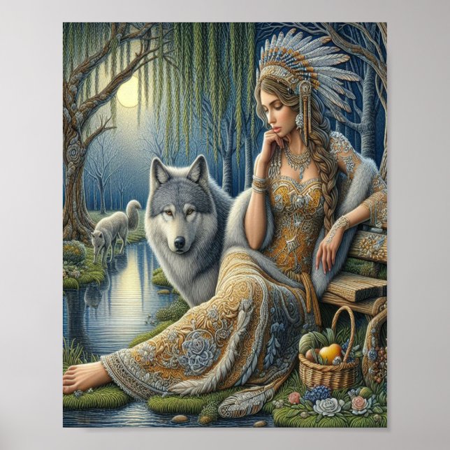 Póster Encanto de la luna en el bosque místico8x10 (Frente)