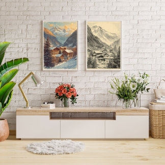 Póster Encanto de pueblo alpino: viaje por los Alpes suiz