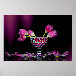 Póster Encanto de tulipanes en rosa