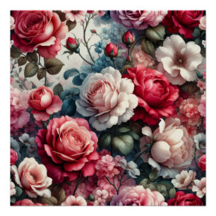 Póster Encanto Floral Rosa Atemporal