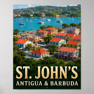 Póster Encanto isleño y puerto caribeño de St. John's