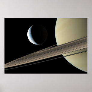 Póster Encélado y Saturno
