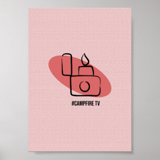 Póster Encendedor de TV de fogata - Camping minimalista y