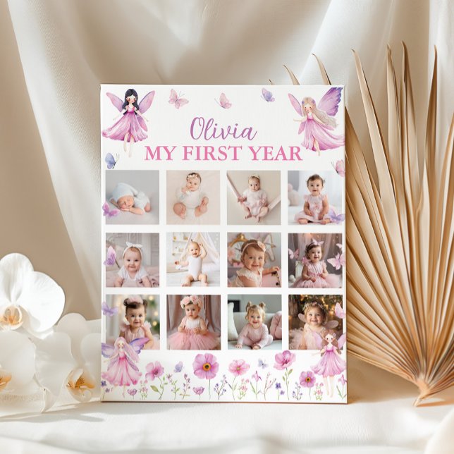 Póster Enchanted Fairy Floral First Year Photo Milestone (Subido por el creador)
