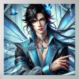 Póster Enchanted Fairy Prince with Emerald Eyes