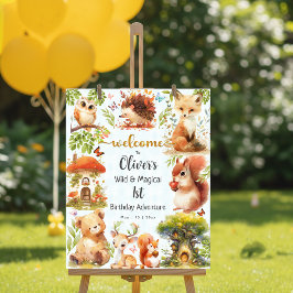 Póster Enchanted Forest Wild One Boy Birthday Welcome