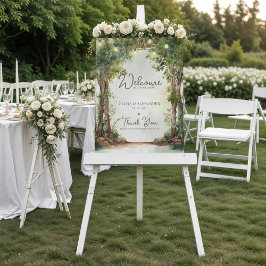 Póster Enchanted Garden String Lights Wedding Welcome