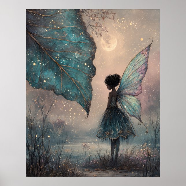 Póster Enchanted Moonlit Leaf Fairy Fantasy Art (Frente)
