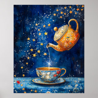 Póster Enchanted Tea Pot & Cup Celestial