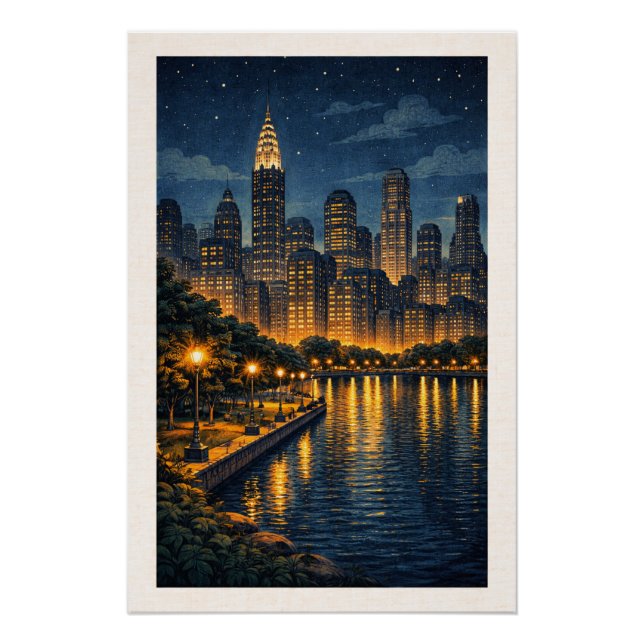 Póster Enchanting Metropolis Skyline Night Cityscape  (Anverso)