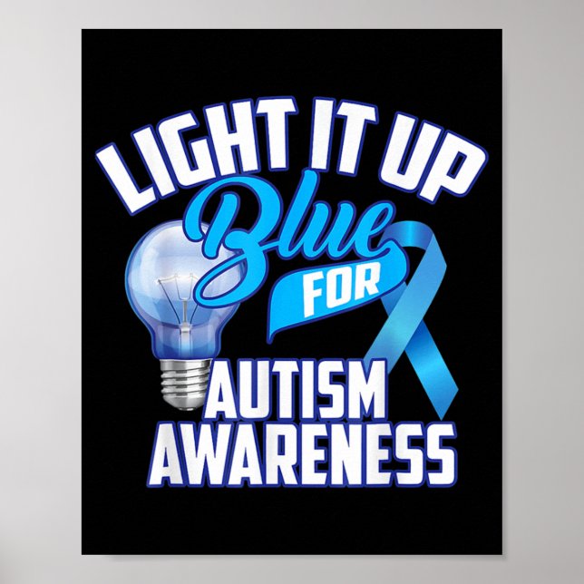 Póster Enciende Azul Para Autismo Regalos De Conciencia A (Frente)