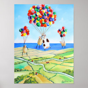 Póster Encima de, encima de y globos ausentes de la vaca