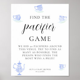 Póster Encontrar un bebé pacificador China Set Blue White