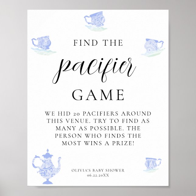 Póster Encontrar un bebé pacificador China Set Blue White (Frente)