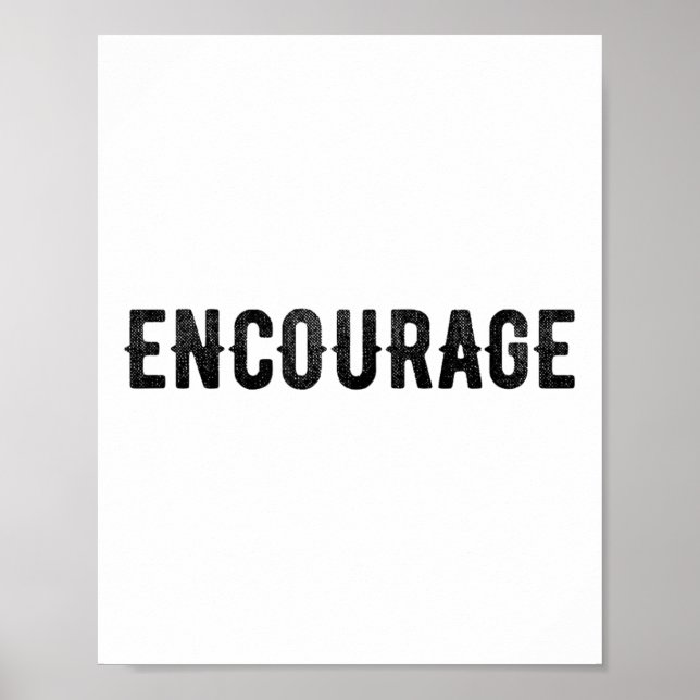 Póster Encourage One Word Insrational Motivational Distre (Frente)