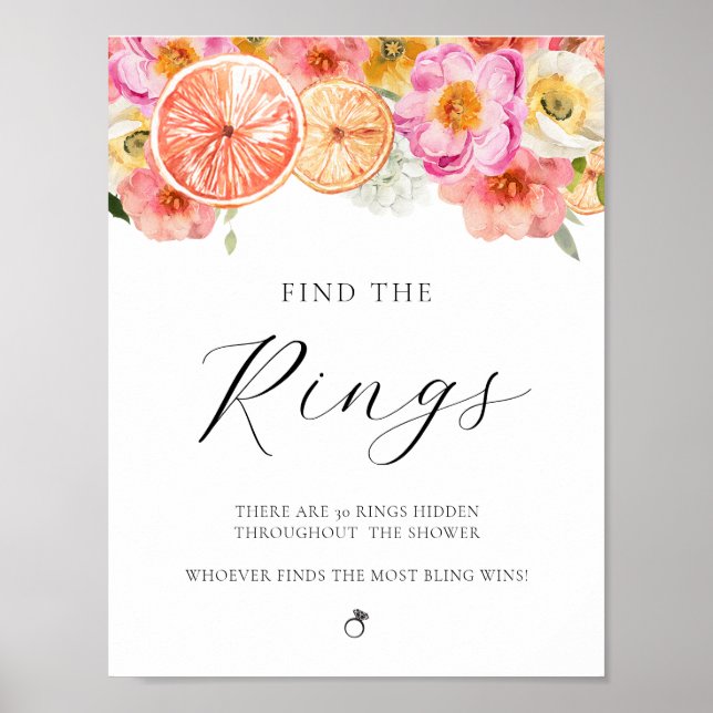 Póster Encuentra el Rótulo de juego Rings Bridal Shower (Frente)