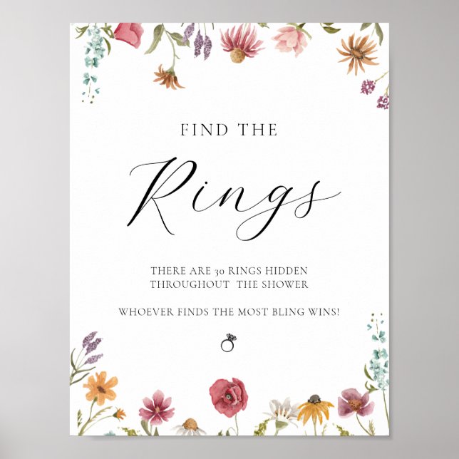 Póster Encuentra el Rótulo de juego Rings Bridal Shower (Frente)