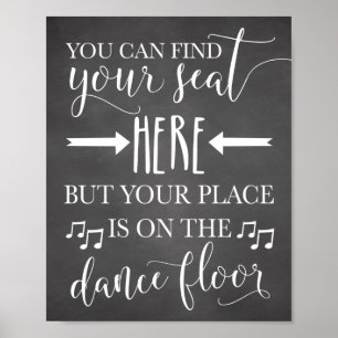 Póster Encuentra tu asiento aquí Tarjeta de Rótulo Poster