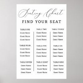 Póster Encuentra tu Asiento Carta de Asientos de Boda Min