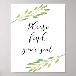 Póster Encuentra tu asiento el signo de las hojas de colo