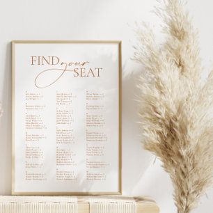 Póster Encuentra tu asiento minimalista moderno alfabétic