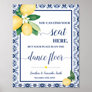 Póster Encuentra Tu Asiento Recepción Boda Mediterránea