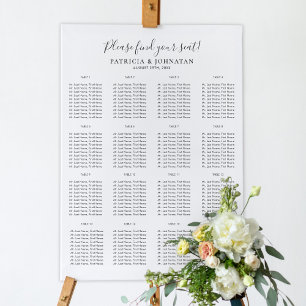 Póster Encuentra tu asiento sencillo boda de guiones