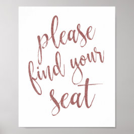 Póster Encuentre Su Rosa De Asiento Purpurina Oro 8x10 Ró