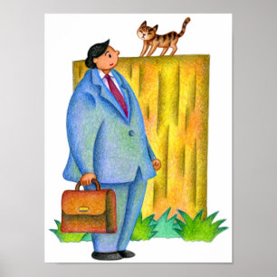 Póster Encuentro con un gatito de camino a casa.