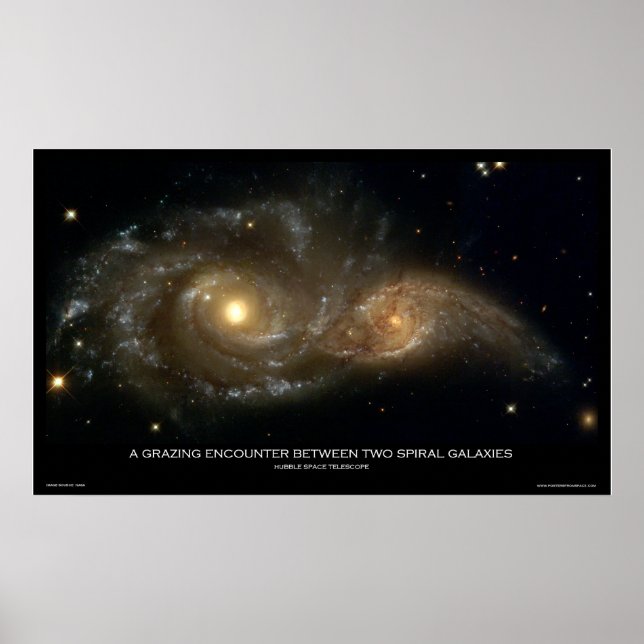 Póster Encuentro De Araña Entre Dos Galaxias Espirales (Frente)