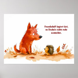 Póster Encuentro de Hedgehog y Perro de Comic acuarela