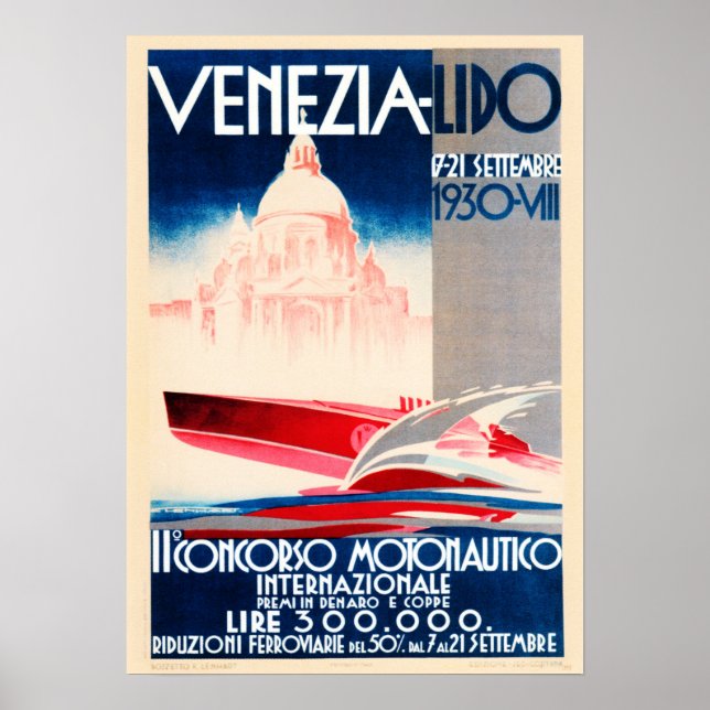 Póster Encuentro De La Competencia Venezio Lido 1930 En M (Frente)
