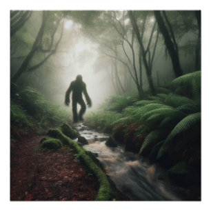 Póster Encuentro de pie grande en la niebla