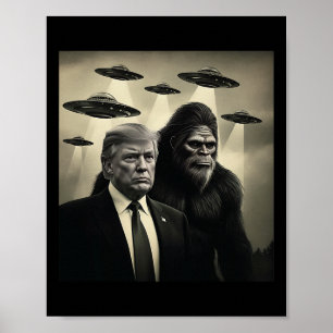 Póster Encuentro de Trump con Bigfoot Ovni Alien Conspira