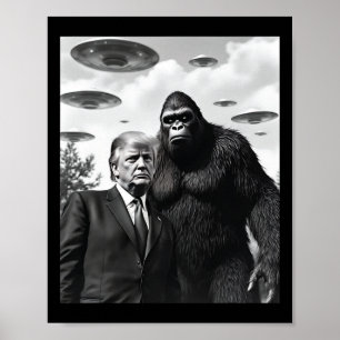 Póster Encuentro de Trump con Bigfoot Ovni Alien Extrater