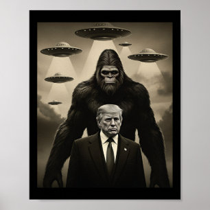 Póster Encuentro de Trump con Bigfoot Ovni Alien Invasión