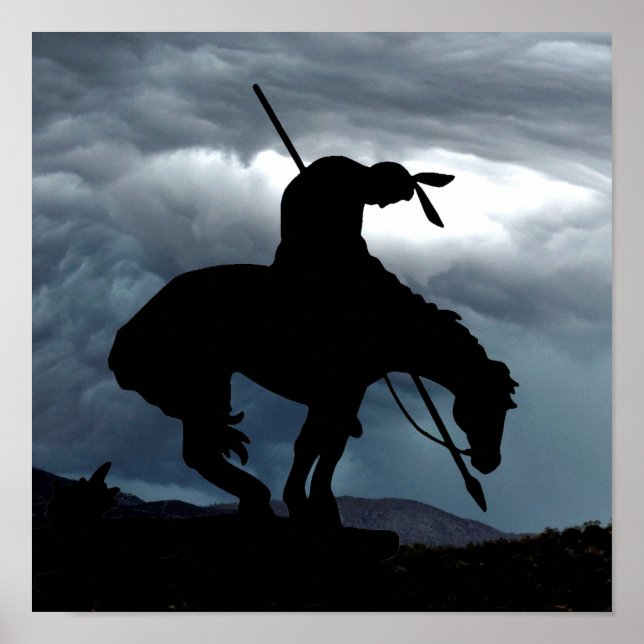 Póster End of the Trail Silhouette With Storm Clouds (Frente)