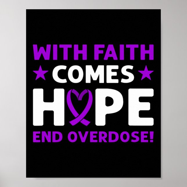 Póster End Overdose! Purple Ribbon. Overdose Awareness  (Frente)