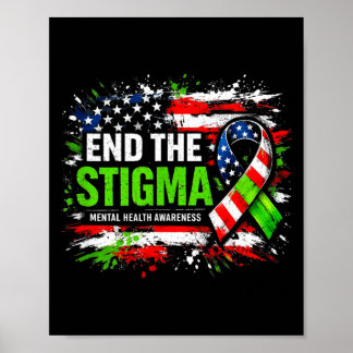 Póster End the stigma mental health awareness usa flag