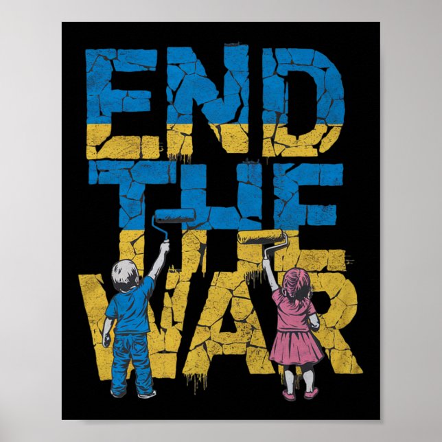 Póster End The War Graffiti Children Support Zelensky Ukr (Frente)