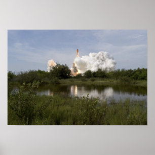 Póster Endeavor del transbordador espacial despega 4