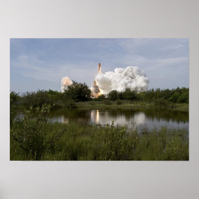 Póster Endeavor del transbordador espacial despega 4 (Frente)