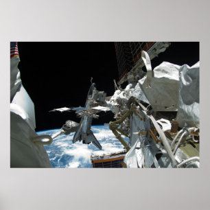 Póster Endeavor del transbordador espacial e ISS