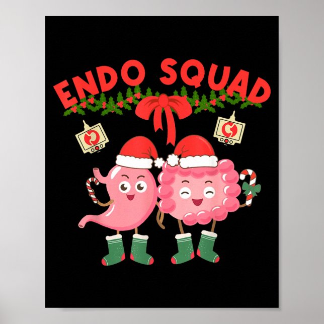 Póster Endo Squad Nurse Stomach Santa Hat Endoscopy Tech  (Frente)