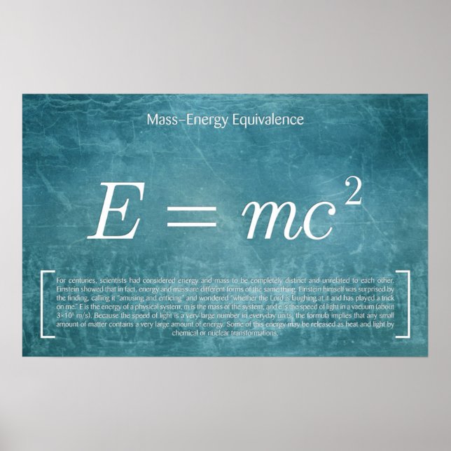 Póster Energía de masas - Poster de matemáticas (Frente)
