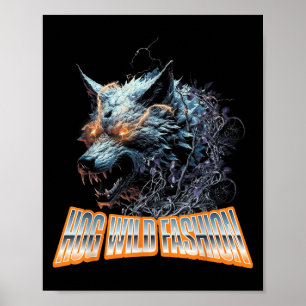 Póster Energía de rabia animal en el caos de los lobos el