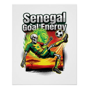 Póster Energía del Gol de Senegal Esqueleto Atacante Naci
