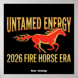 Póster Energía Indomable Año del Caballo de Fuego 2026 Añ
