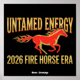 Póster Energía Indomable Año del Caballo de Fuego 2026 Añ